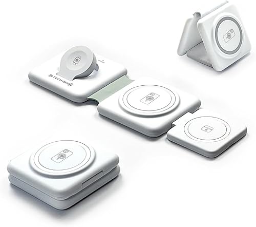 Miniatura 1 de Tech Candy La almohadilla de carga inalámbrica de tres vías de carga Valet - Carga 3 dispositivos a la vez, compacto, cargador Qi para viajes,