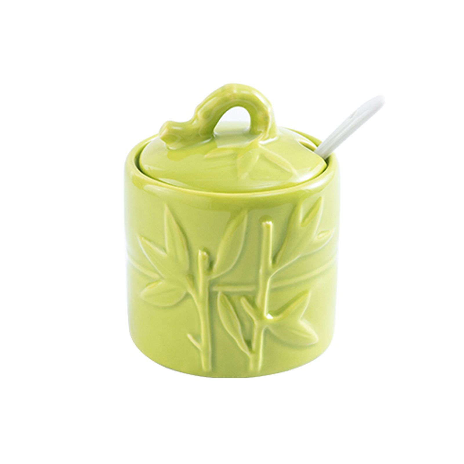 pojemnik na cukier， Słoiki na przyprawy, chińska cukiernica z pokrywką, porcelanowa cukiernica, sól 200 ml/7 uncji,- -Pojedynczy 1 garnek