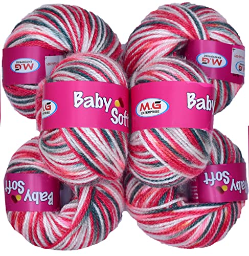 Image of 100% Acrylic Wool Red (10 pc) Baby Soft 4 ply Wool Ball Hand Knitting Wool /Art Craft Soft Fingering Crochet Hook Yarn, Needle Knitting Yarn Thread Dye WD
