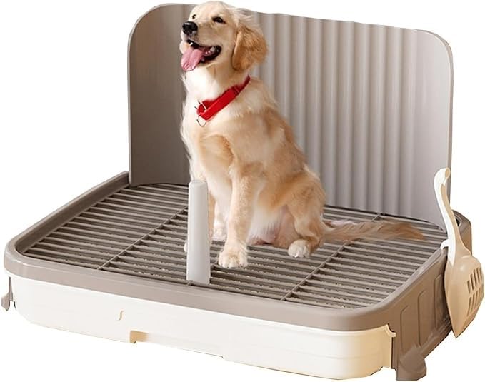 Inodoro para perros con protector contra salpicaduras, adiestramiento de perros, columna de pared, gato, rejilla extraíble, bañera blanca, limpieza rápida, a prueba de fugas