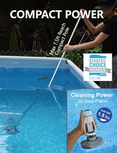 KOKIDO (2023 New) Rechargeable Pool Spa Hot Tub Vacuum with Pole, Works in 104°F Water, IPX8 Waterproof, 2X Power, Filter Bag for Dirt and Debris, 30mins for Inflatable spas/hot tubs XTROVAC 200