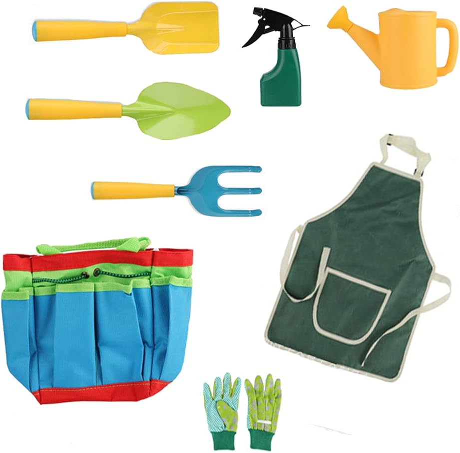 Herramientas de Jardín para Niños,Herramientas de jardín,Juguete Educativo Divertido para niños,con Los Guantes Pala Rastrillo De Mano Bolsa De Accesorios