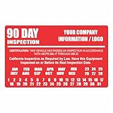 90 Day Inspection Labels for BIT/DOT Inspection - Decals for California BIT Inspections and DOT Inspections, Truck Inspection Labels, Truck Inspection Decals