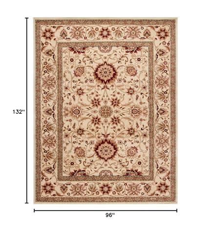 Image of SAFAVIEH Lyndhurst Collection Area Rug - 8' x 11', Ivory & Ivory, Traditional Oriental Design, Non-Shedding & Easy Care, Ideal for High Traffic Areas in Living Room, Bedroom (LNH212L)