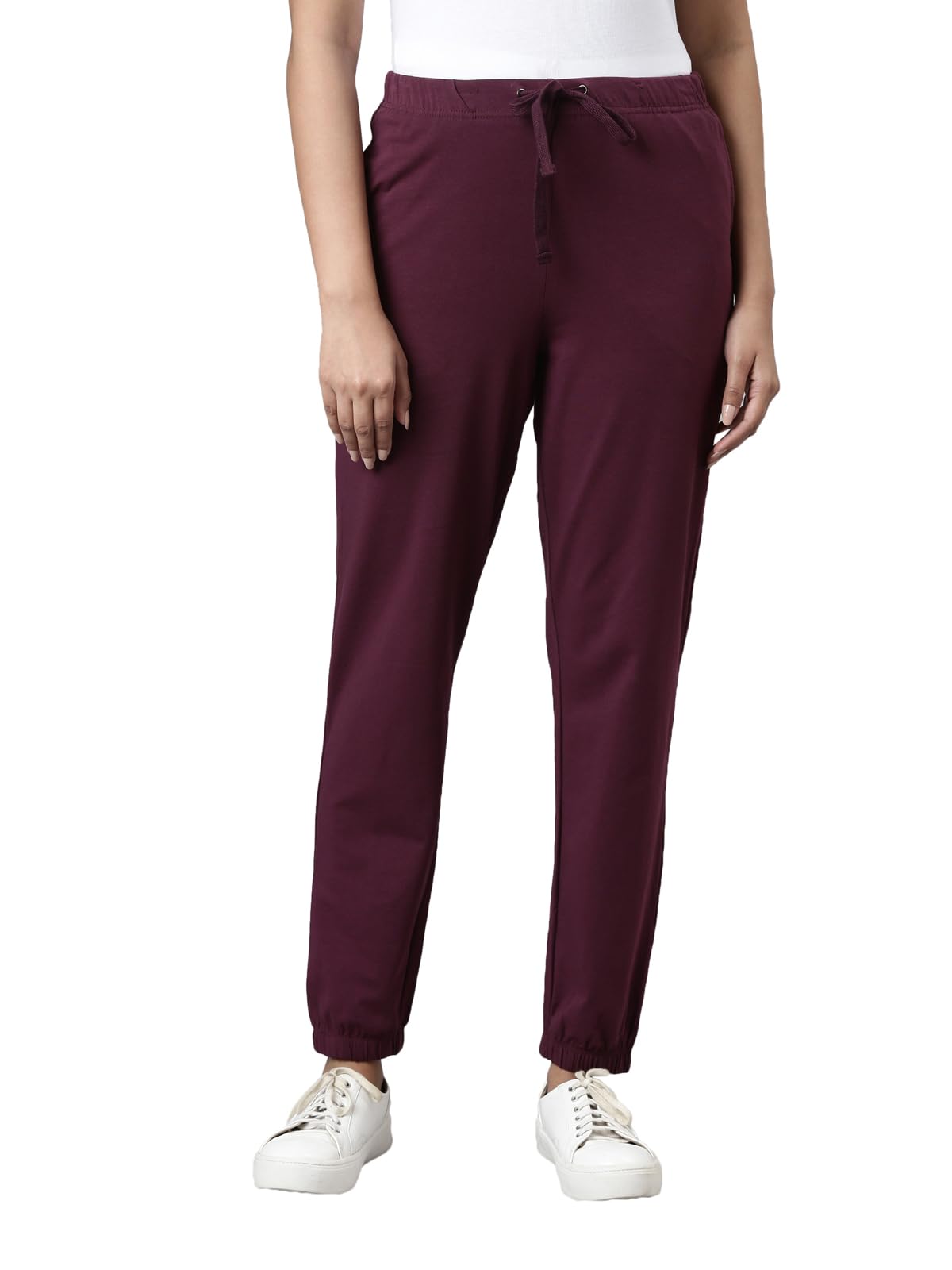 Cotton Stretch Casual Joggers Full Length for Women| Mid Rise-image-6