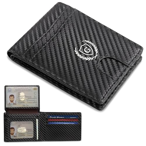 Personalized Christmas Birthday Gifts Slim Minimalist RFID Leather Wallet for Men Dad Husband Boyfriend, Custom Initial Travel Business Card Credit Card Holder Front Pocket Wallets for Men, G