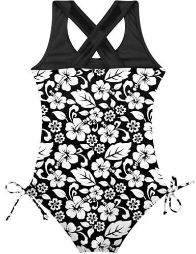 Image of BFUSTYLE Girls One Piece Swimsuit Cute Striped Bathing Suit Hawaii Swimwear 6-17 Years