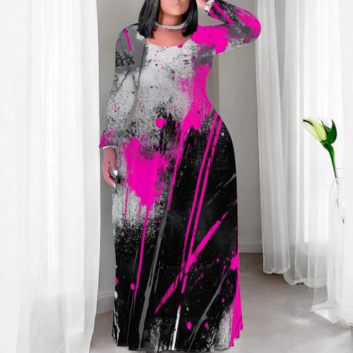 Image of PinkPatty Women's Plus Size Long Sleeve Maxi Dresses T Shirt Boho Sundress Fall Dress with Pockets