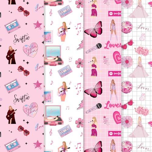 4Pack Taylor Gift Wrapping 20 x 30 Kraft Paper Wrapping Paper Sheets Pack for Kids Birthday Taylor Party Decoration