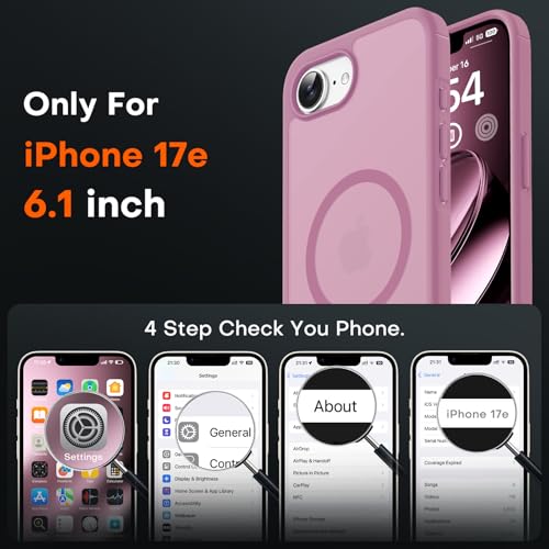 Image of TOCOL for iPhone 17e Case, Compatible with Magsafe, Military Drop Protection, Slim Translucent Matte Shockproof for iPhone 17 e Case 6.1 inch (Lilac Purple)
