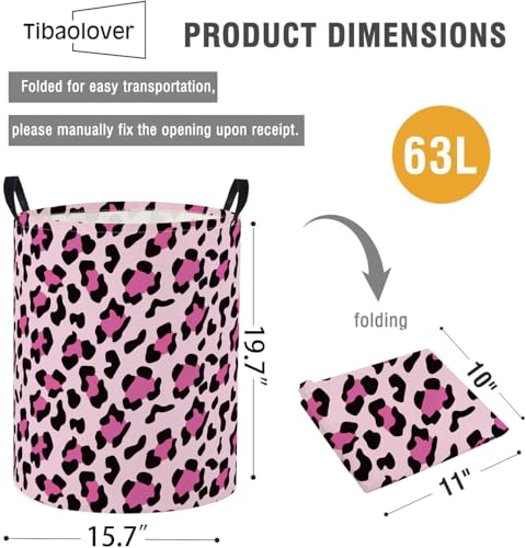 Image of Baby Laundry Basket Baby Nursery Hamper Kids Laundry Basket Toy Storage Bin for Boys Room Decor Gift Baskets for Bedroom Bathroom(Leopard)