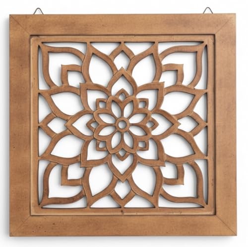 DharmaObjects Handcrafted Lotus Wood Panel
