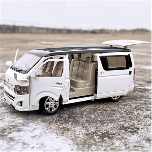 Image of Model Vehicles for Toyota HIACE MPV Simulation die-Casting Metal Sound and Light Toy car Model 1:32 Sophisticated Gift Choice (White)