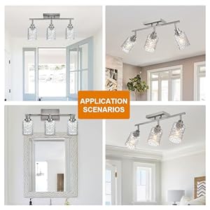 Vinluzbrushednickel3lightsemiflushmountceilinglightwithrotatabledirectionalheadclearglassshadebathroomlightingvanitylightmodernspotlighttracklightingkit  Urban Country Home Decor Vinluz brushed nickel 3 light semi flush mount ceiling light with rotatable directional head clear glass shade bathroom lighting vanity light modern spotlight track lighting kit  urban country home decor