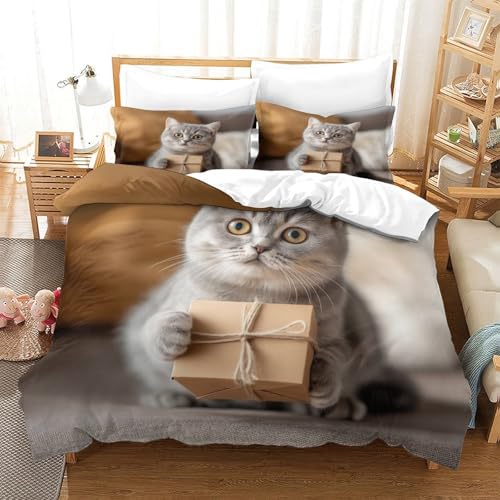 Parure de lit chat microfibre housse de couette single 135x200cm