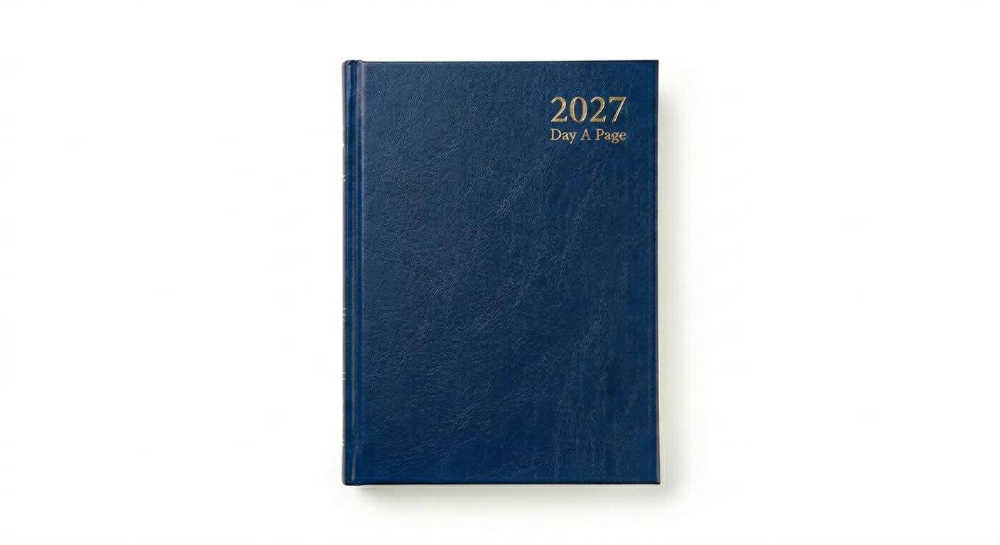 2027 Diary A5 Day a Page – Daily Planner with Appointments – Hardback Casebound Cover – Professional Journal for Office, Home & Business – Available in Black, Navy & Red (Navy Blue)