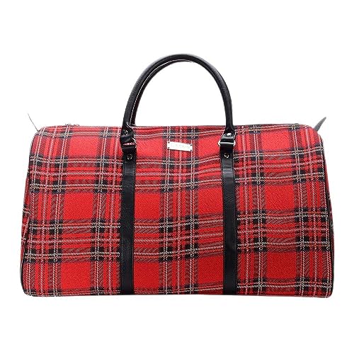 Image of Red Royal Stewart Tartan Big Holdall by Signare /Ladies Trip Sports Travel Bag Hand Luggage Suitcase /BHOLD-RSTT