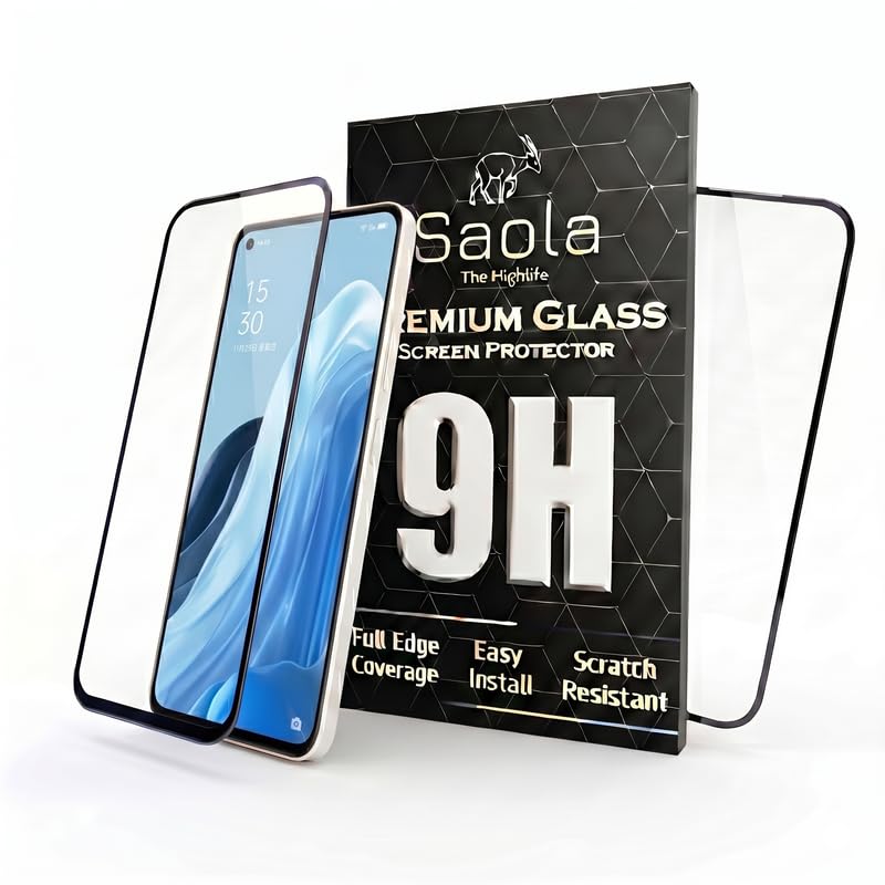 Image of Saola HD+ Oleophobic Tempered Glass Screen Protector For Oppo Reno 7 Lite (Pack Of 2) with Free Installation Kit. Full screen Coverage - 6.43 inch