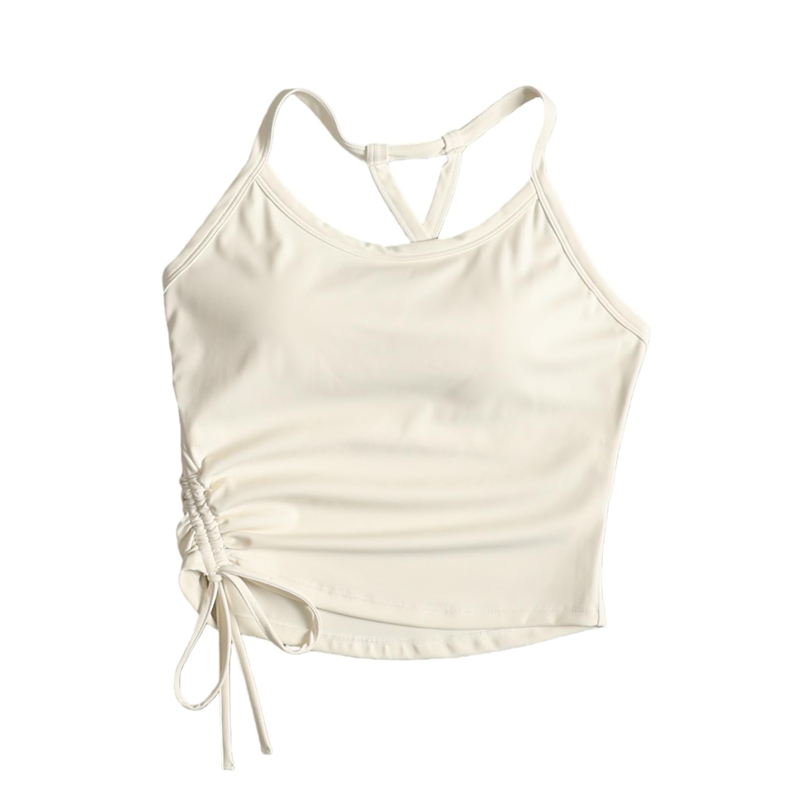 Yoga Bra Women Adjustable Drawstring Tank Top Integrated Pad Backless Sports Pilates Running-l-a