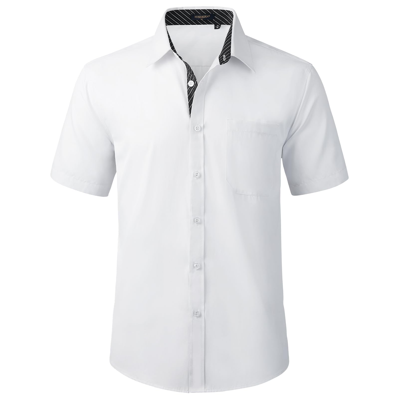 HISDERN Chemise à Manches Courtes Hommes Été - Chemise Casual Couleur Unie Avec Poche Coupe Régulière