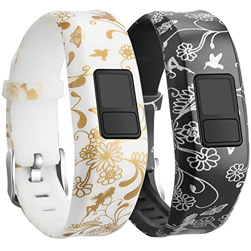 SKYLET Bands Compatible with Garmin Vivofit JR Kids/Vivofit 3/ JR.2 Bands, 2 Pack Silicone Replacement Bands Compatible with Garmin Vivofit 3 Vivofit JR.2 with Secure Buckle Women Men Large