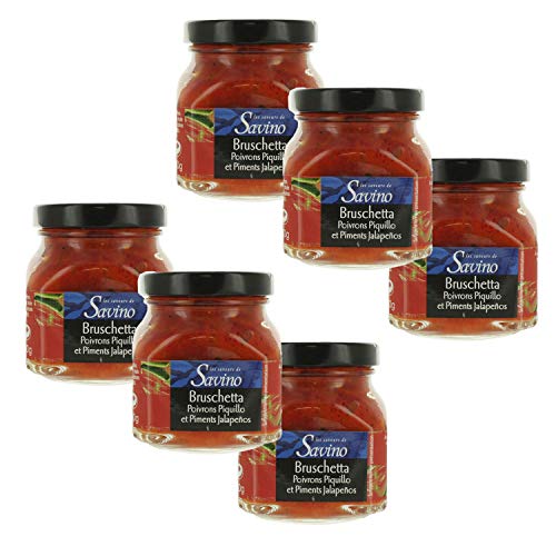 Les Saveurs de Savino - Lot 6x Bruschetta poivrons piquillo - Les Saveurs de Savino - pot 140g
