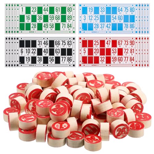 Ipetboom Russian Lotto Juego de Mesa con 48 Cartas y 90 Piezas de Madera miniatura 1