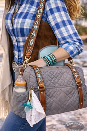 Image of CHALLENGER Western Floral Tooled Leather Replacement Shoulder Purse Guitar Cross Body Strap 115RS-Straps