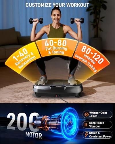 Image of Vibration Plate Exercise Machine, 3D Whole Body Vibration Platform for Lymphatic Drainage and Muscle Recovery, 450-lb Capacity Fitness Machine with Bluetooth Speaker and LED Display for Home Gym