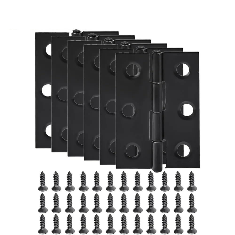 Udhsnjzg 6Sets Door Hinges 1-10Pcs Black Door Hinges Stainless Steel Furniture Butt Hinge Window Cabinet Drawer Flat 2-Inch Hardware Tool(6Sets)