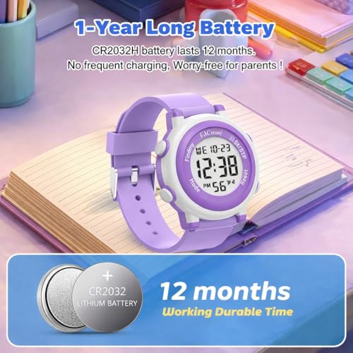 Image of BAWY Kids Tracking Watch Compatible with Apple Find My | Digital Watch with Tag for Kids Tracker Bluetooth GPS 30M Outdoor Range No Sim Needed | Anti-Lost Alert, Alarm, Waterproof Watch (Purple)
