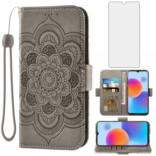 Étui pour ZTE Blade A52 Asuwish avec protège-écran verre trempé et porte-carte noir
