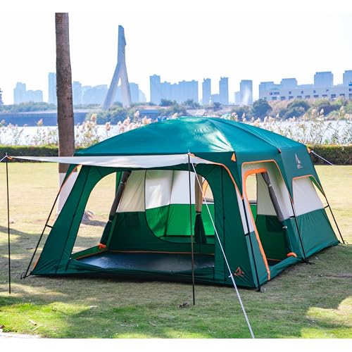 KTT Extra Large Tent 12 Person(A),Family Cabin Tents,2 Rooms,3 Doors and 3 Windows with Mesh,Straight Wall,Waterproof,Double Layer,Big Tent for Outdoor,Picnic,Camping,Family Gathering(Green) by KTT - Image 7