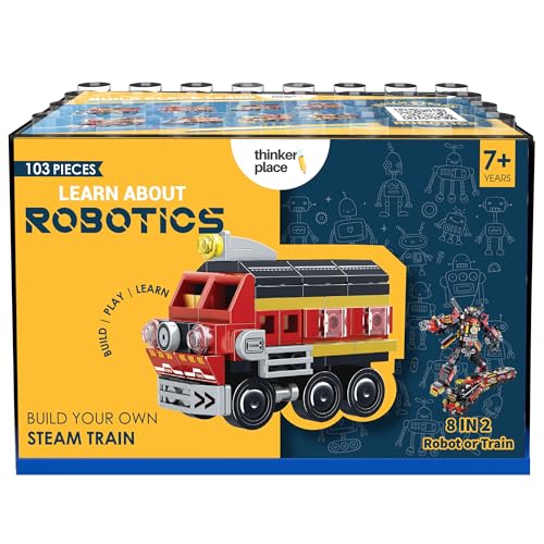 Image of STEM Toy Train Building Blocks Set (103 Pcs, 8-in-1) | DIY Steam Train Kit for Kids 7+ Years (Boys & Girls) | Educational Robotics Toy | Engineering, Creativity & Problem Solving Skills