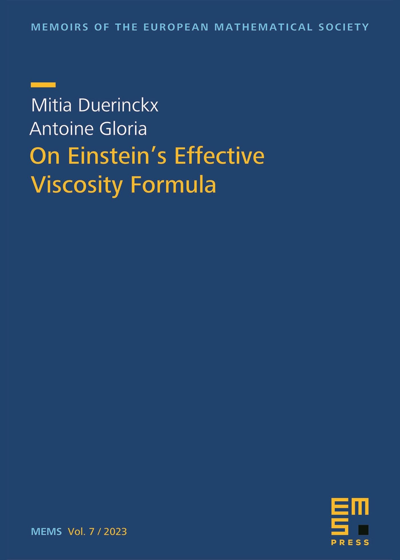 Buy On Einstein's Effective Viscosity Formula (Memoirs of the European Mathematical Society) — BookShops.in