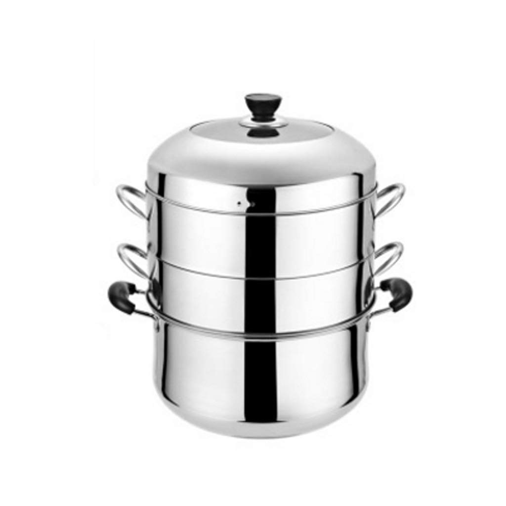 Vaporera for arroz al Vapor sin Olor, vaporera de Acero Inoxidable de Tres Capas Gruesa de 28cm for el hogar, vaporera ahorradora de energía