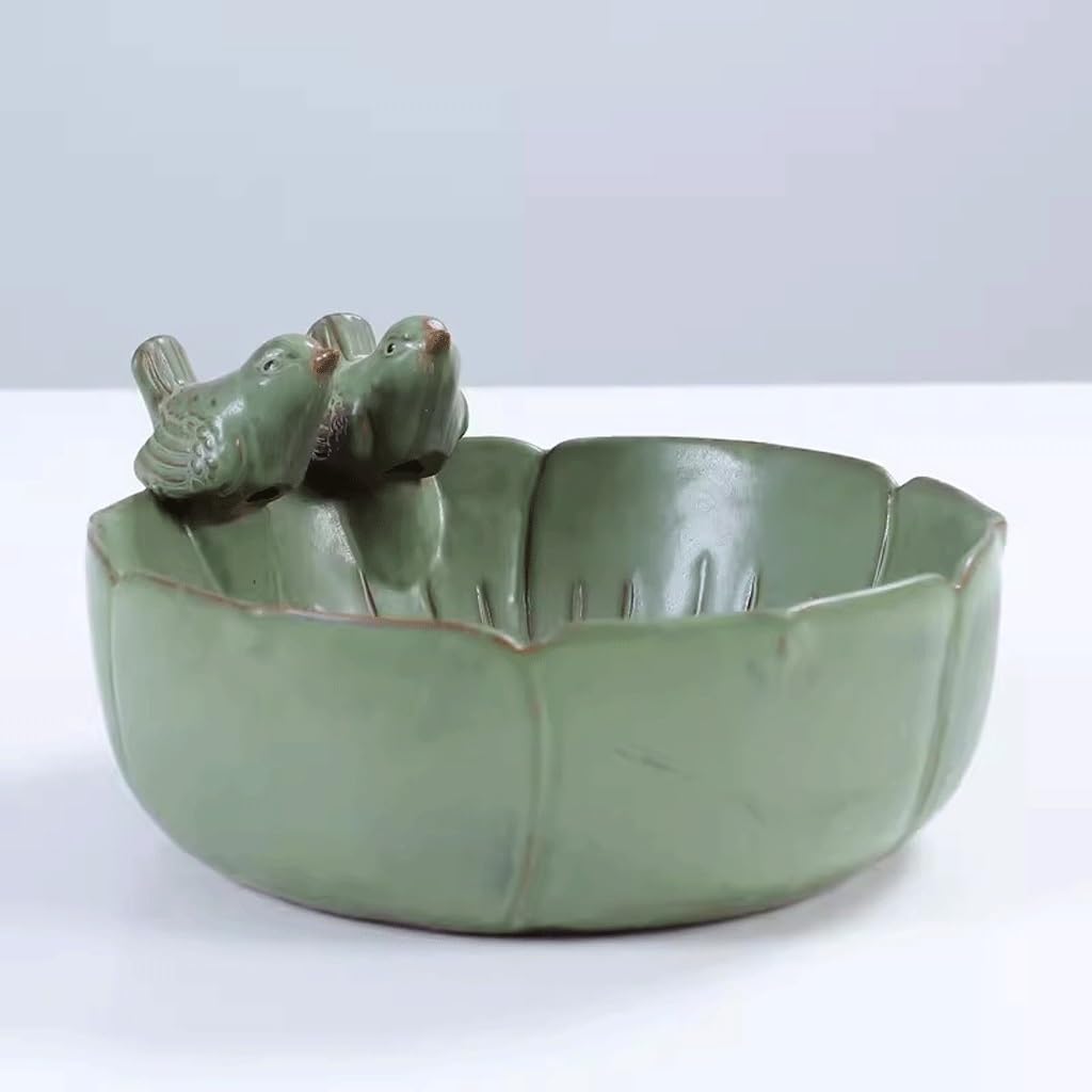 GUERNSEY Acquario Il Bacino for Tartarughe Cinesi con Vaso da Fiori in Ceramica idroponico con Decorazione for Uccelli è Adatto for l'ingresso del Soggiorno, L'Ufficio, ECC. Piccolo Acquario(S)