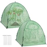 2 Pack Plant Freeze Protection Covers Winter Shrub Covers Plant Frost Protection Tent, Warm Plant Tents Protecting Fruit Potted Plants Tree from Freezing Animals Eating ((22x22x23in, PVC Grid))