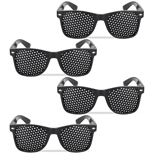 4 Pack Lunisk Correction Glasses, Pinhole Glasses for Vision Improvement and Digital Eye Strain Relief, Distance and Pin Hole Correction Glasses for Adults and Kids