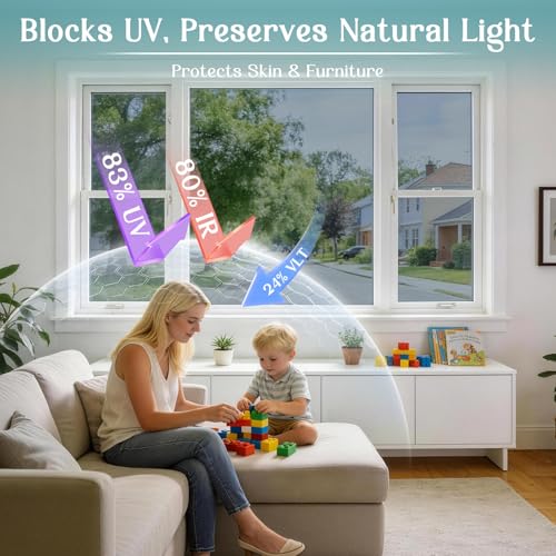 Image of Haton Window Tint for Home, One Way Film, Silver 29.5 inch x 157.4 inch