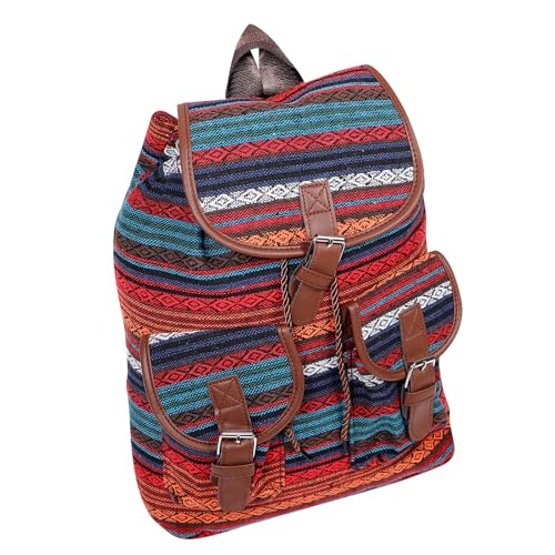 Mochila tipo cubo de lona para mujer con gran capacidad de almacenamiento y cierre