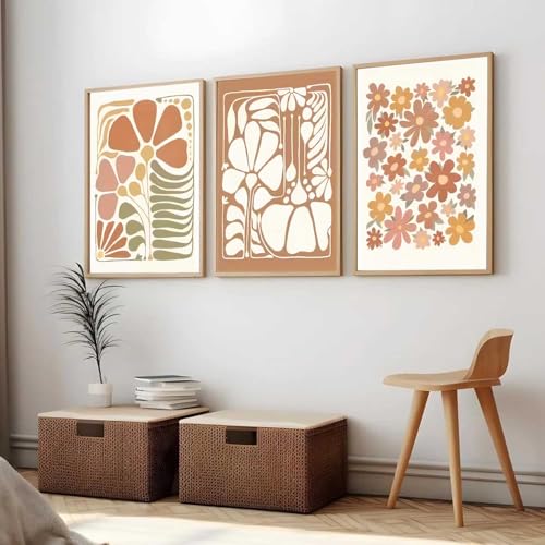 Image of kotart Boho Painting Wall Art Home Decoration Paintings With Frame For Living Room Bed Room Hotel Wall Decor Digital Reprint Set of 3 (13X17 inch)