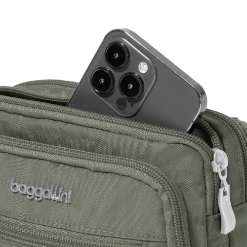 Image of Baggallini Triple Zip Small Crossbody Bag for Women - Lightweight Convertible Fanny Pack Belt Bag