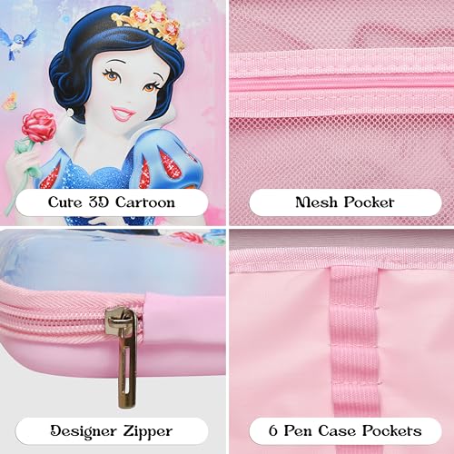 Image of Stylbase Pencil Box Suitcase for Boys & Girls | Hard School Pencil Case Geometry Box with Password Lock & Handle | Pencil Pouch for School Supplies Kids (Cherry Blossom Pink)