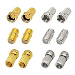 Peslogy F Type Coaxial Cable Extension/Repair Connector Kit 8pcs RG6 Plug Connector and 4pcs Female Extension Couple for Satellite TV Aerial Sky Freesat Virgin NTL Coaxial Cable
