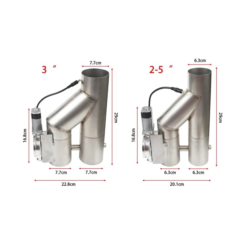 Motorrad Auspuff Schalldämpfer Universal 2,5'' 3" Doppelventil-Auslassventilsteuerung 2-in-1-Auslassventilsatz Motorrad-Auspuffrohr-Schalldämpfer