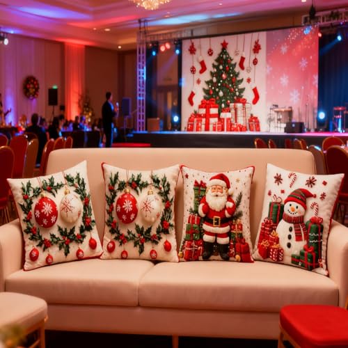 Fundas de cojín navideñas de 46x46 cm en pack de 4 piezas para sofá 4