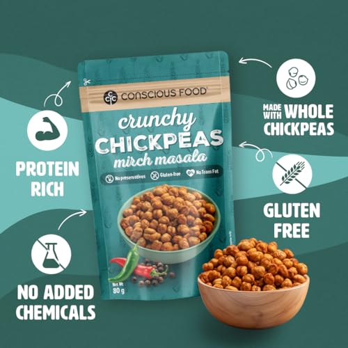 Image of Conscious Food Crunchy Chickpeas, 50 gm | Protein Rich & Roasted Snack | Made with Cold-Pressed Sunflower oil | Made with Premium Chickpeas | Gluten-Free & Cholesterol-Free | No Artificial Preservatives