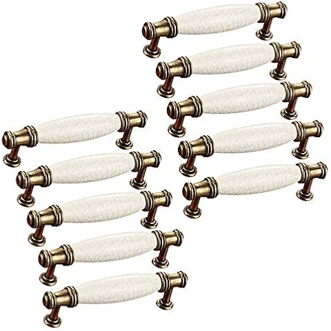 E EBETA 10er Schrankgriffe Bogengriffe Keramik Griffe Türgriff Retro Möbelgriff Schubladegriff Möbelknöpfe Bohrlochabstand 96 mm Cover