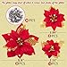 Geefuun 28PCS Christmas Tree Decorations: Poinsettias Artificial Flowers Ornaments Xmas Red Glitter Flower with Clips,3 Sizes Not Included Stems